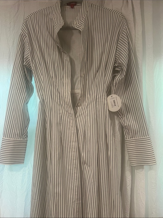STAUD Dresses & Skirts - STAUD White Dress with Black Pinstripes